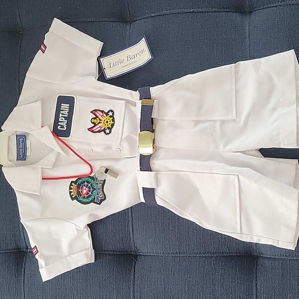Vintage Little Baron Boat Captain White Sailing Ship Costume 2T